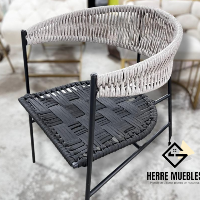 Silla Boreal – Herrería con Tejido Petate para Exteriores