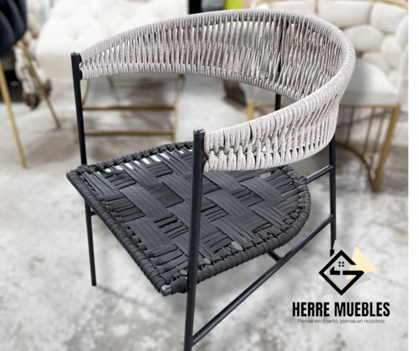 Silla Boreal – Herrería con Tejido Petate para Exteriores