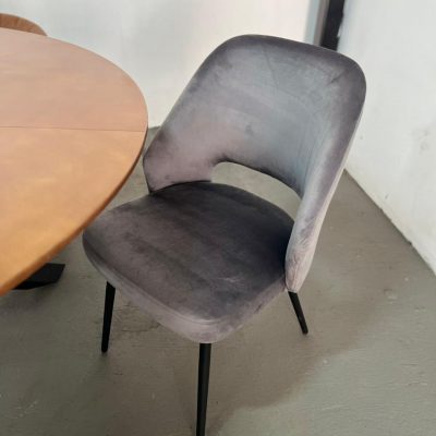 Silla Valencia Minimalista | Terciopelo Gris | Estructura Herreria