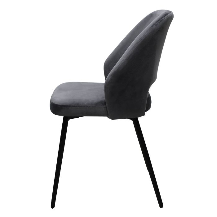 Silla Valencia Minimalista | Terciopelo Gris | Estructura Herreria - Imagen 2